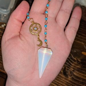 Clear Quartz Crystal Moonstone Pendulum Moon charm
